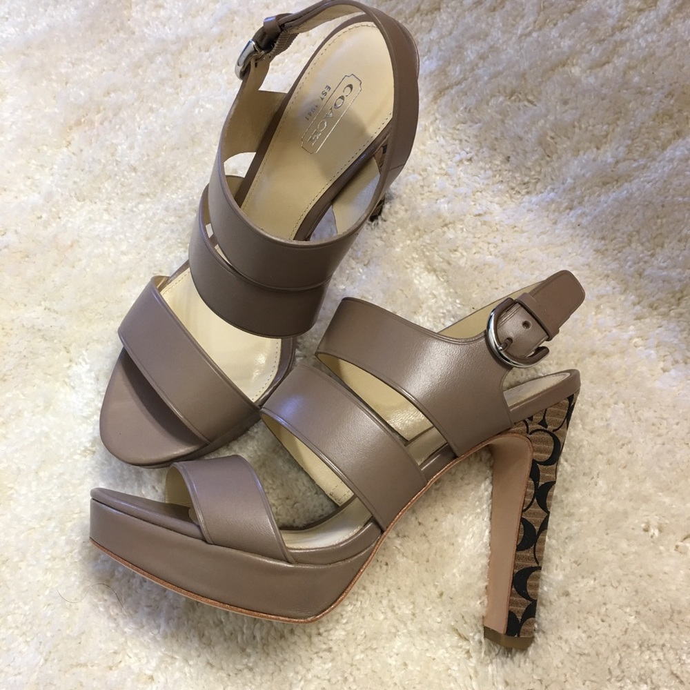 Coach sandals, logo heel. Brand new!